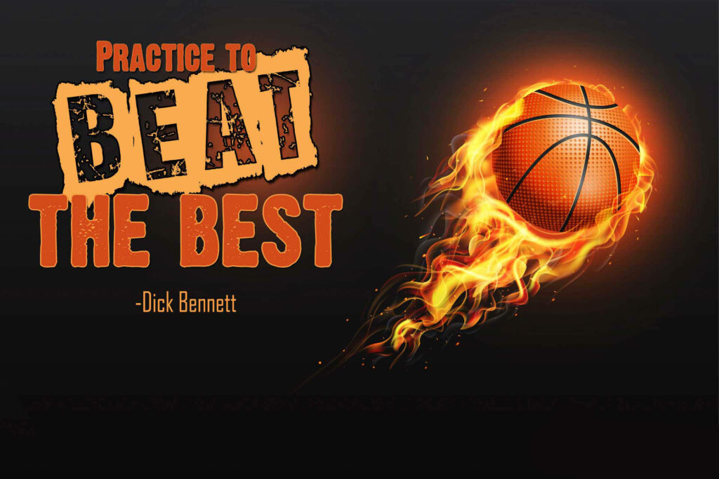 Victorious Coaching Inspiration: Fiery Basketball Motivation in a Captivating Artwork Wallpaper