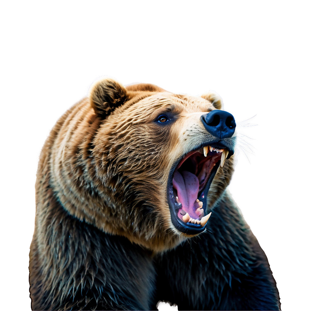 Powerful Bear Mid-Roar: Strength & Intensity in Soft Background Wallpaper