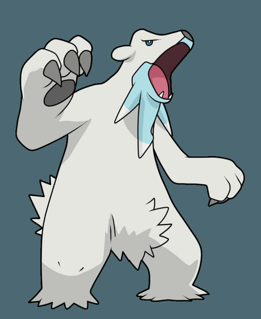 Fierce Beartic Pokémon Wallpaper: Intense Display on Gray Background