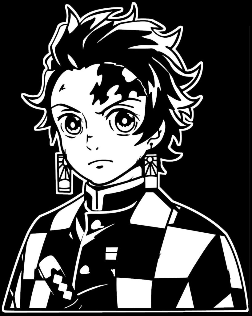 Bold Black & White Character Wallpaper: Strength & Determination Design