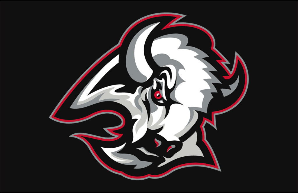 Bold Buffalo Sabres wallpaper with fierce buffalo design red white grey sports background
