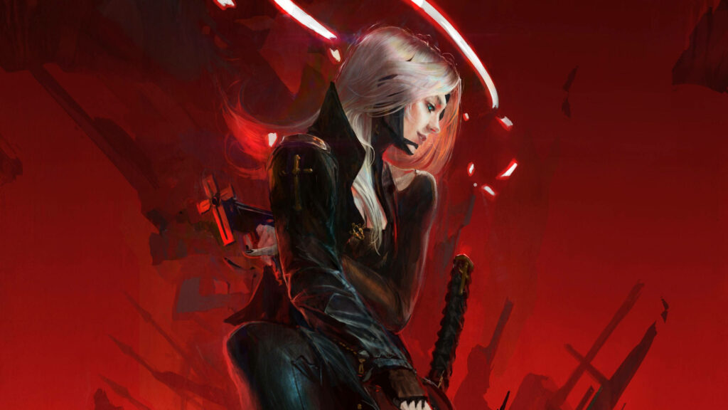 Fierce Castlevania Wallpaper: Dynamic Character in Vivid Red