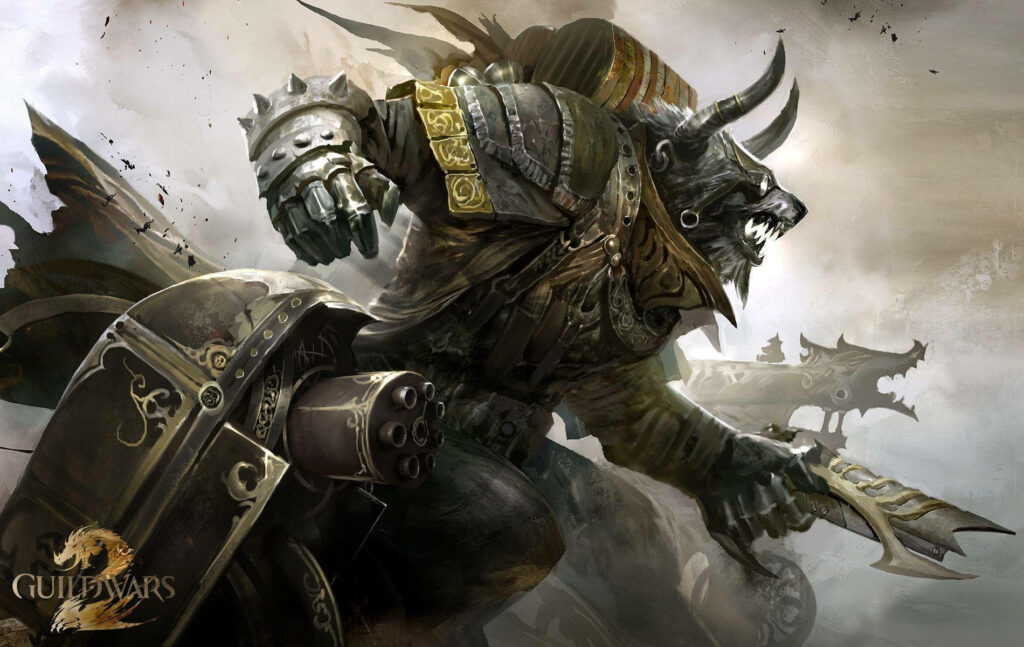 Fierce Charr Warrior in Action - Guild Wars 2 Dynamic Wallpaper
