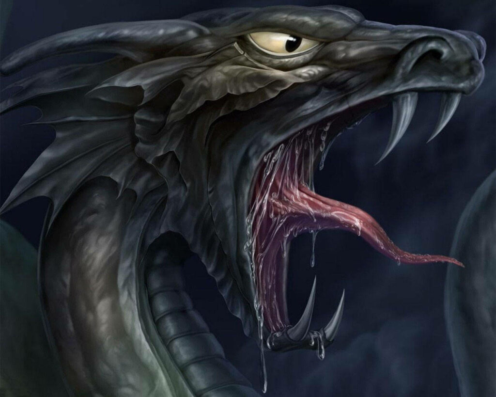 Highly Detailed 3D Dragon Wallpaper: Fierce & Menacing Design