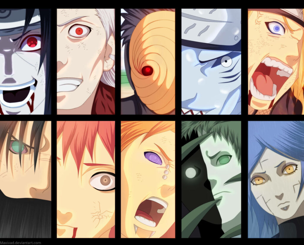 Fierce Akatsuki Faces Unleashed: Captivating Collage in Ultimate PC Background Wallpaper