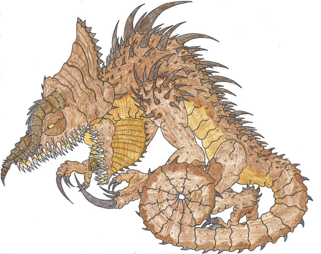 Fierce Fallout Deathclaw with spiked armor and menacing claws in detailed hand-drawn style wallpaper