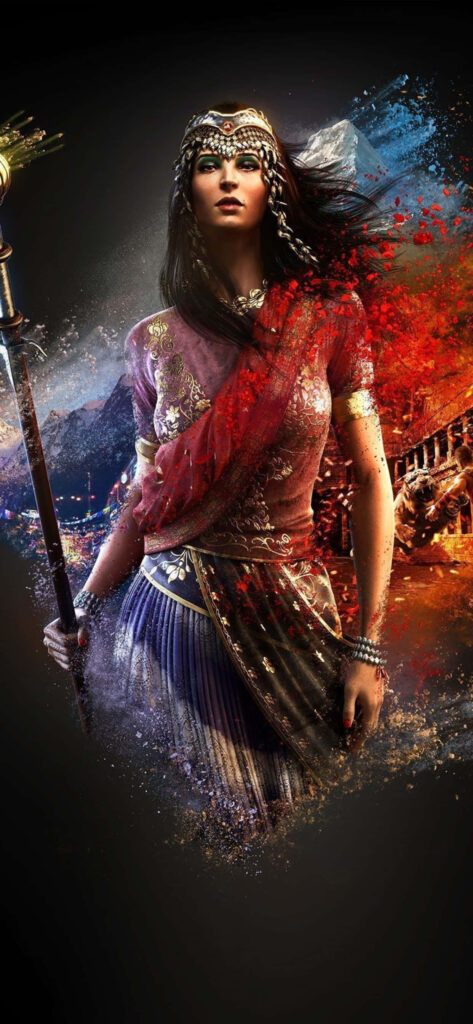 Far Cry 4 Character Wallpaper: Vibrant Traditional Attire in Himalayan Setting