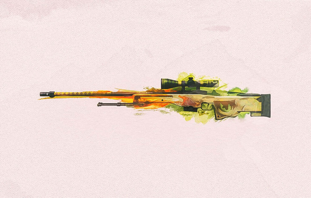 Fierce Footage: Vibrant Pink Silhouette Embraces Lethal Yellow Rifle in Counter-Strike Global Offensive Wallpaper
