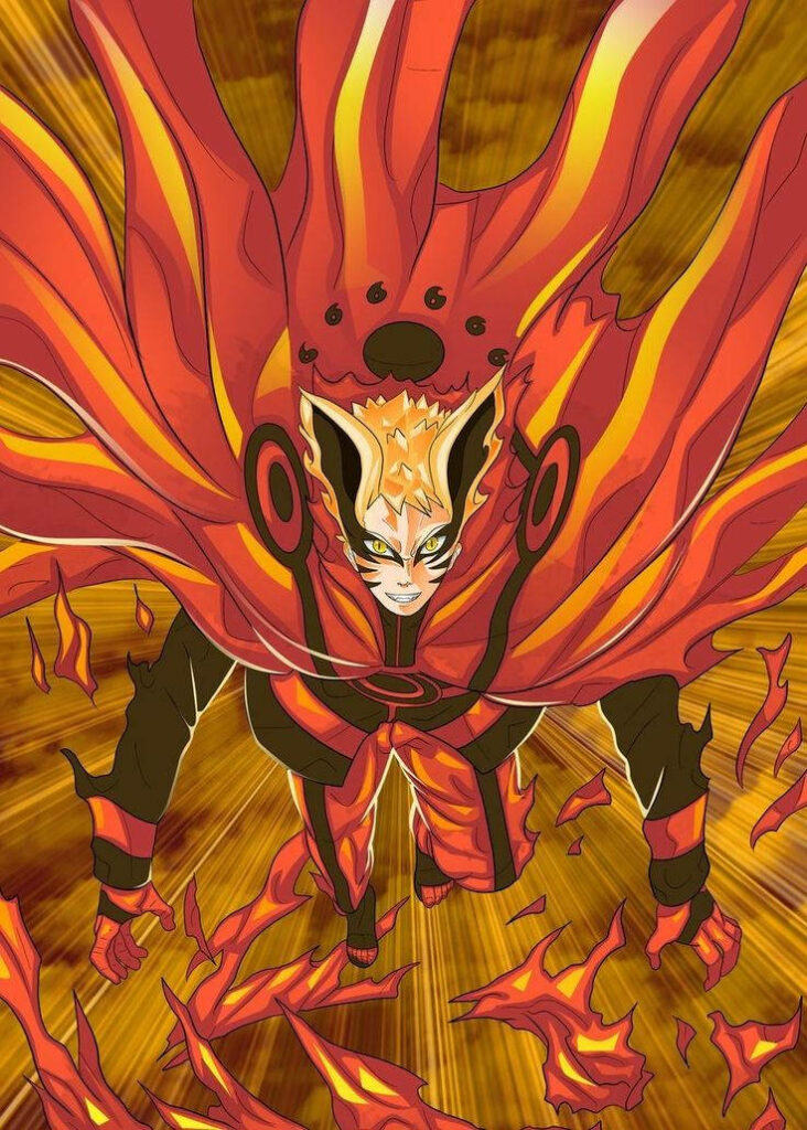 Burning Determination: Naruto's Baryon Mode Ignites His Inner Flame Wallpaper