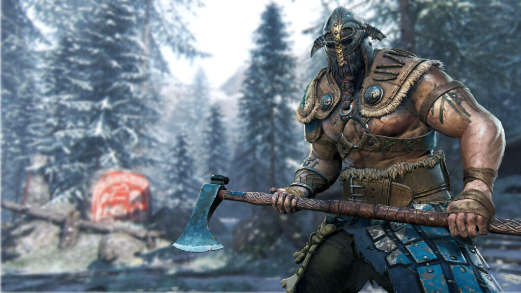 Powerful Warrior Ready for Battle in Snowy Landscape - For Honor Wallpaper
