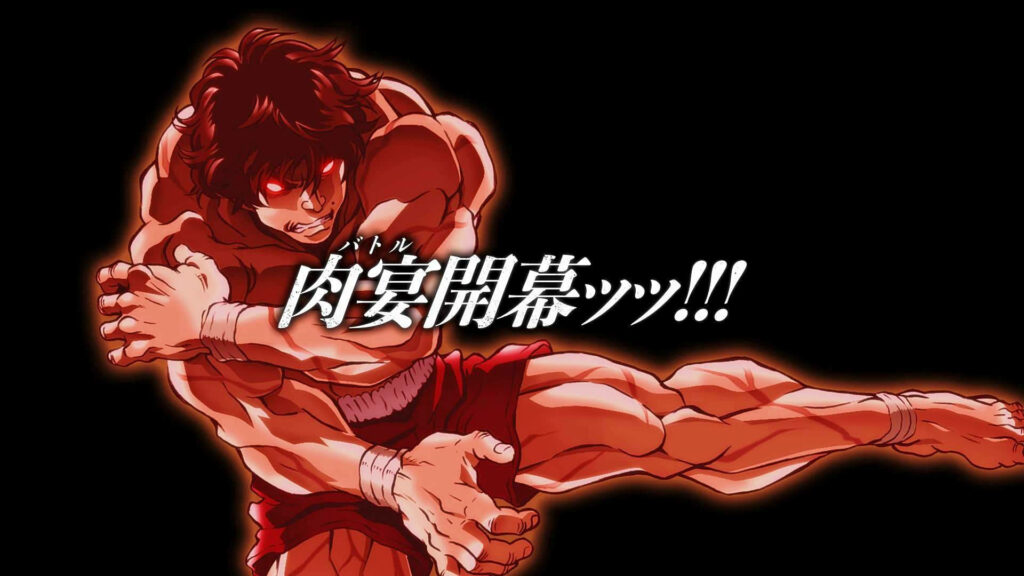 Fury Unleashed: Baki Hanma's Intense Rage in Mysterious Darkness Wallpaper