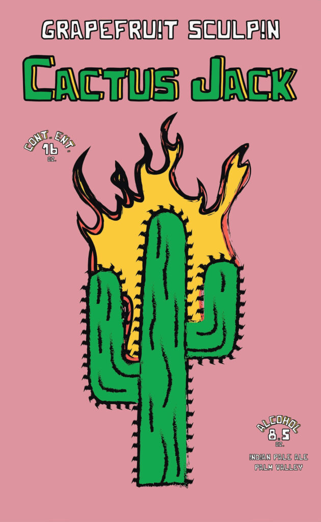 Fiery Green Cactus: A Captivating Cactus Jack Artwork Wallpaper with Grapefru!t Sculp!n Elegance