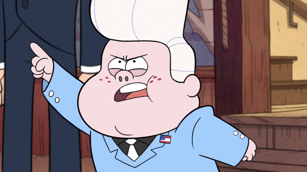 Angry Gideon Gleeful from Gravity Falls in blue suit with white pompadour 2D wallpaper