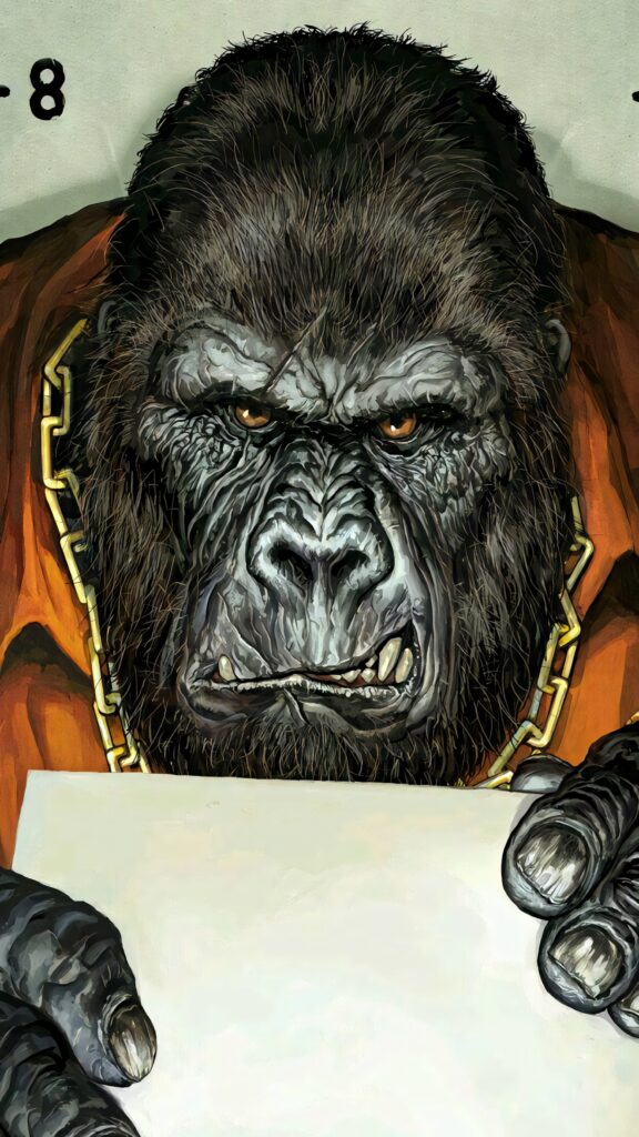 Fierce Grumpy Gorilla iPhone Wallpaper: Bold & Detailed Artwork