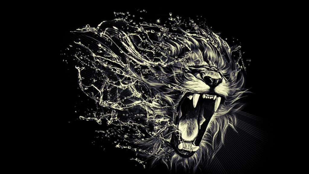 Fierce Abstract Lion Wallpaper with Dramatic Water Splashes