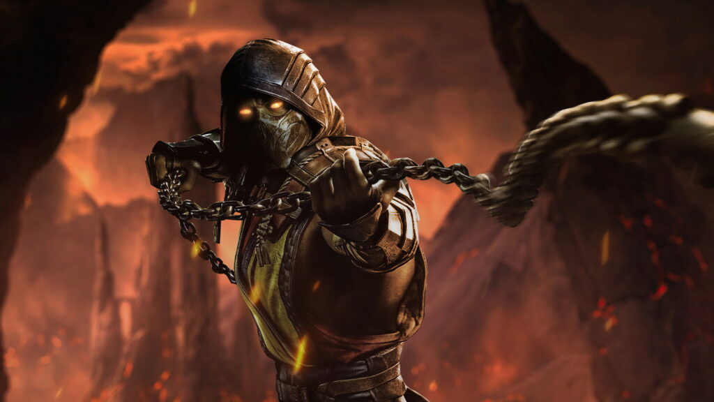 Blazing Fury: Mortal Kombat Scorpion Rises in Epic 4K Artstation Wallpaper