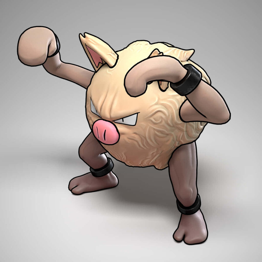 3D Primeape Wallpaper with Black Outline & Smooth Gradient Background