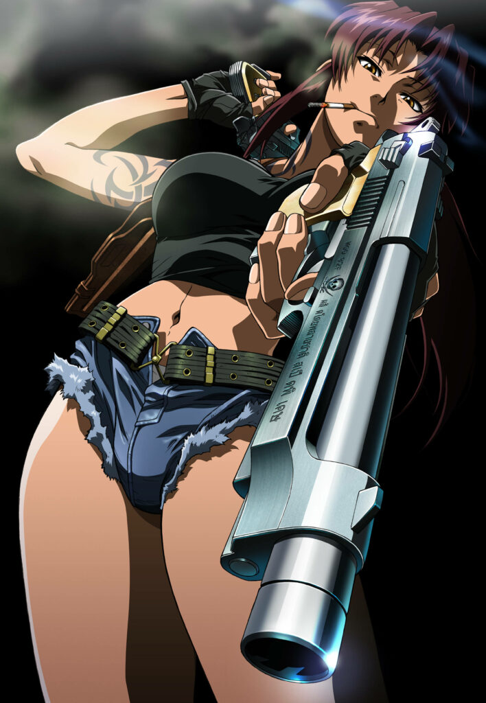Revy from Black Lagoon Wallpaper: Fierce and Gritty Action Art