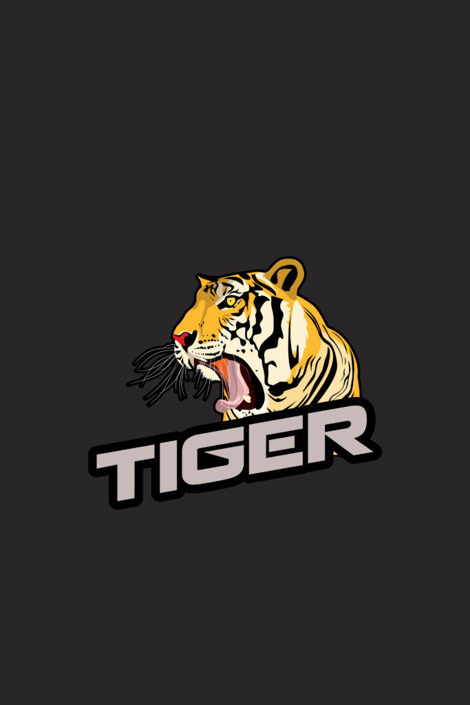 Roaring Tiger Wallpaper: Bold, Vibrant Design on Dark Background