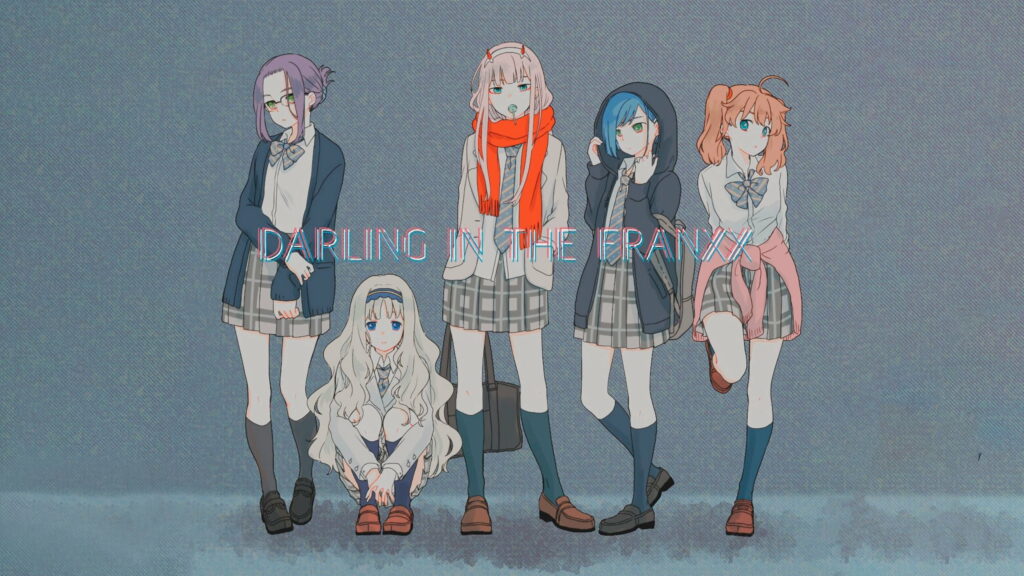 Intertwined Destiny: A Vibrant Anime Tribute to Darling In The Franxx Wallpaper