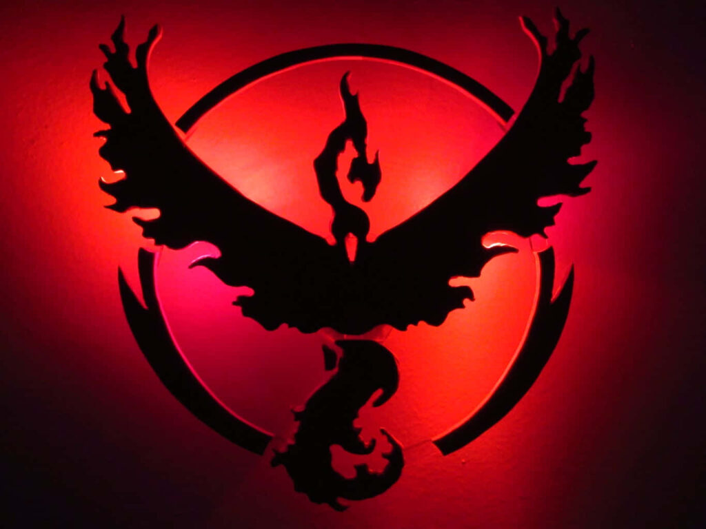 Dynamic Team Valor Wallpaper: Fierce Red & Black Phoenix Design