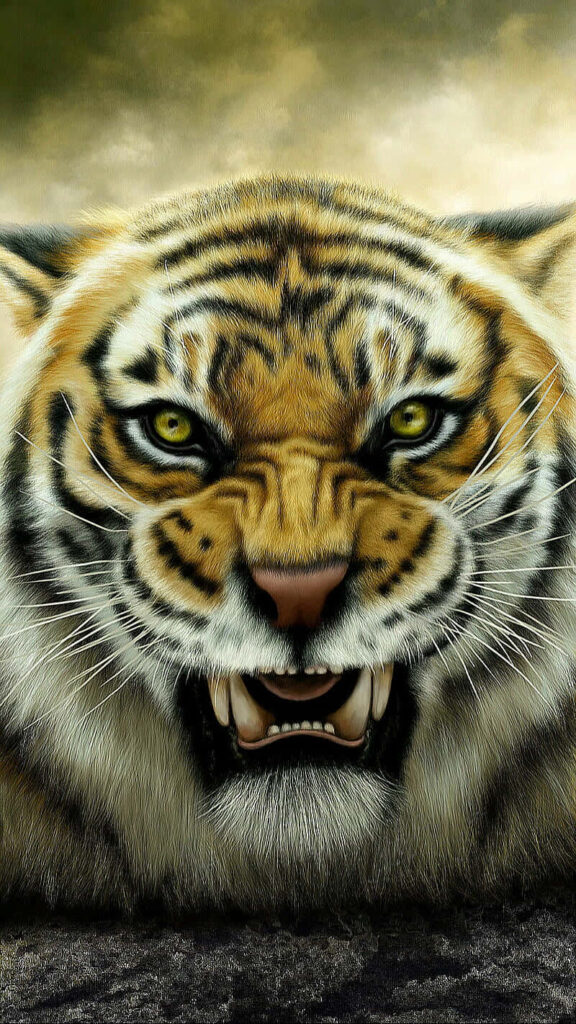 Fierce Tiger Close-Up Wallpaper: Majestic Power & Intense Detail