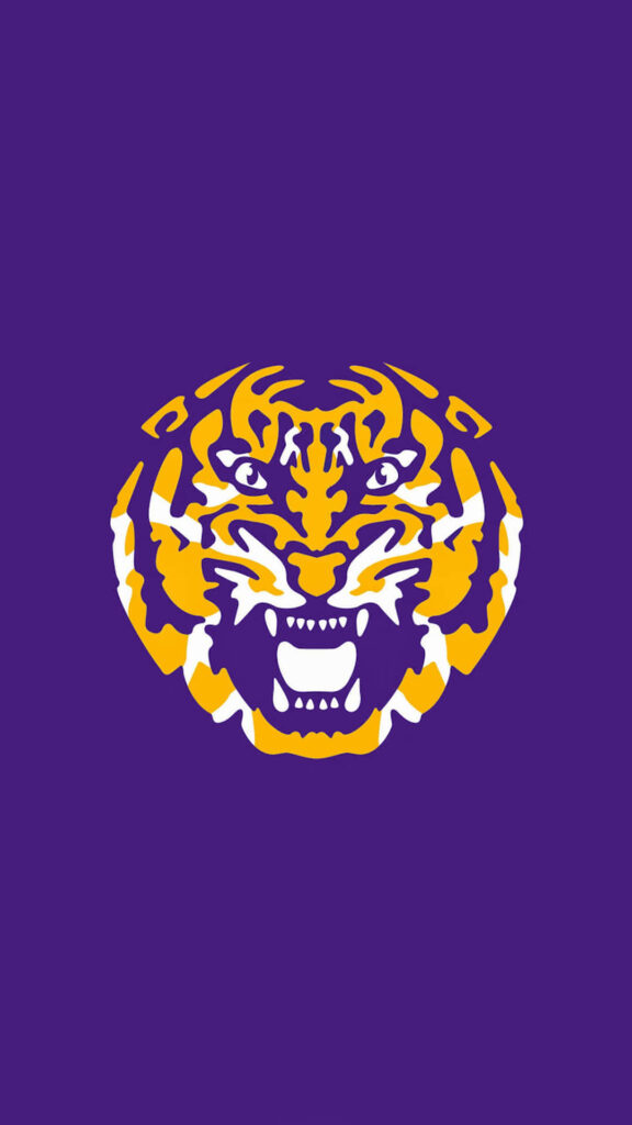 Colorful Tiger Head Wallpaper - Bold LSU Football Design on Purple