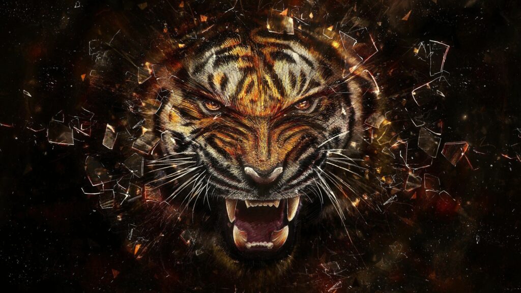 Fierce Tiger Roaring Through Glass - Intense 2560x1440 Wallpaper