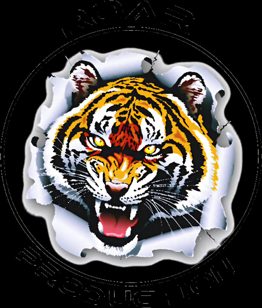 Fierce Tiger Roaring Wallpaper - Bold Graphic Background Art