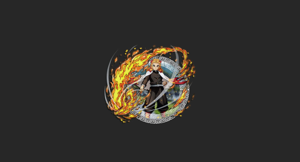 Fierce Warrior Wallpaper: Flames & Strength on Dark Background