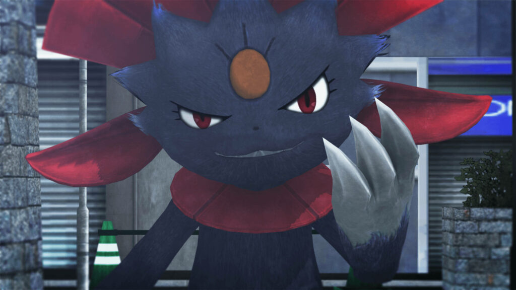 3D Weavile Wallpaper: Fierce Dark & Ice Pokémon in Urban Setting
