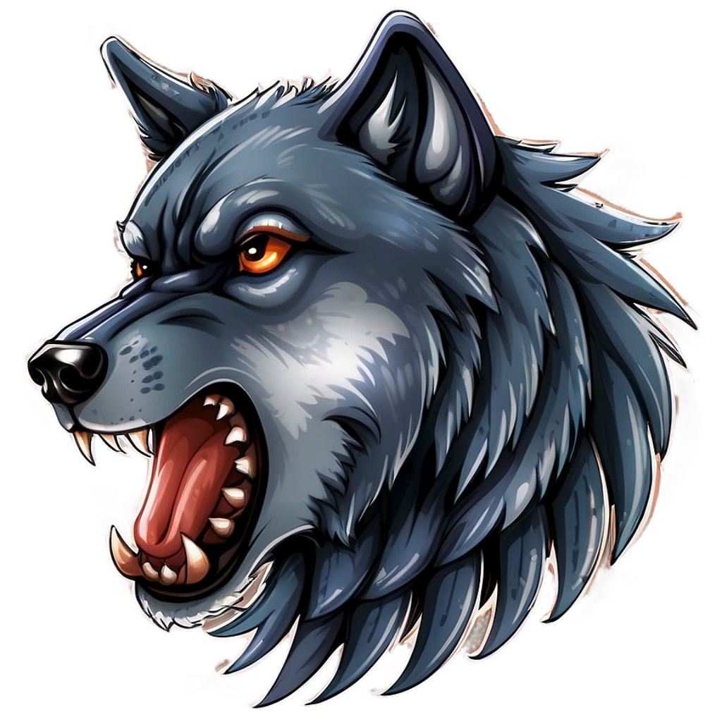 Stylized Wolf Head Wallpaper: Bold Digital Art Logo Design