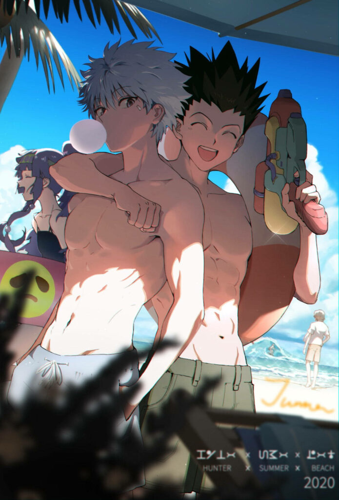 Buddies by the Beach: Gon and Killua's Fun-filled Summer Adventure! Wallpaper