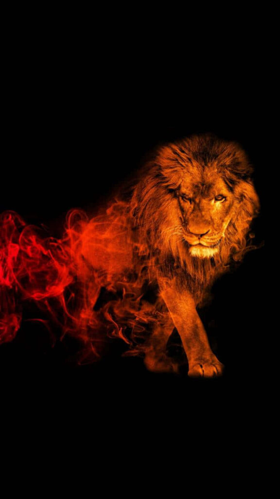 Fiery Lion Wallpaper: Abstract Art with Dark Background Contrast