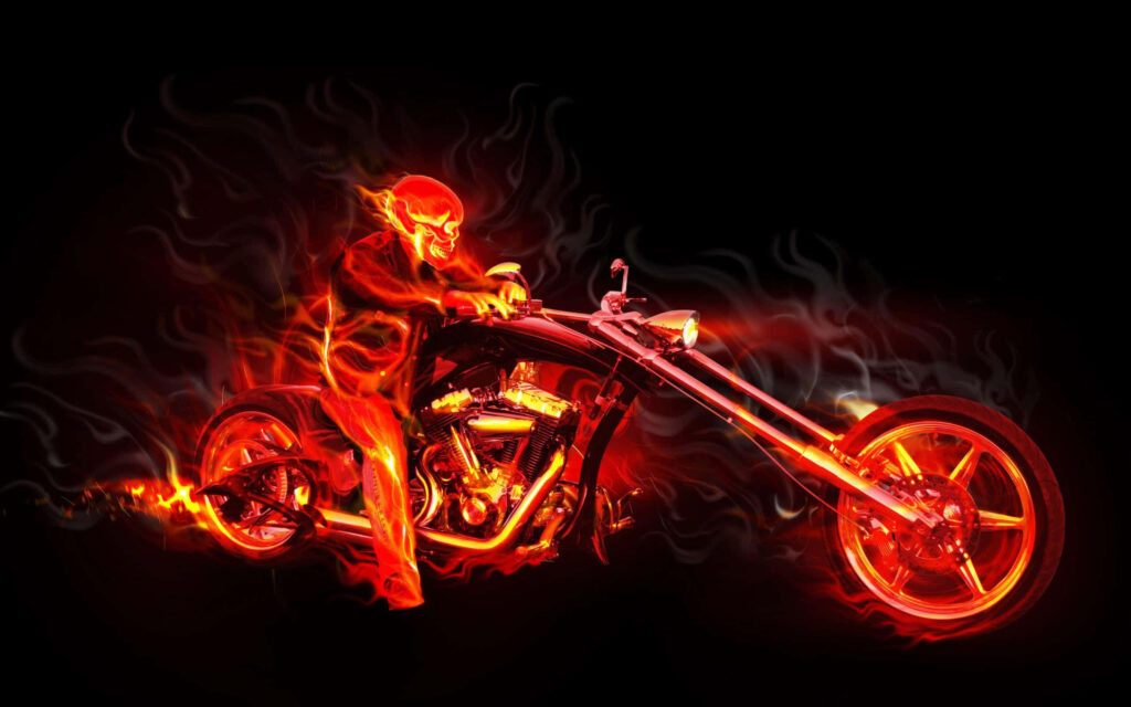 Vibrant Abstract Art: Fiery Motorcycle Rider Wallpaper