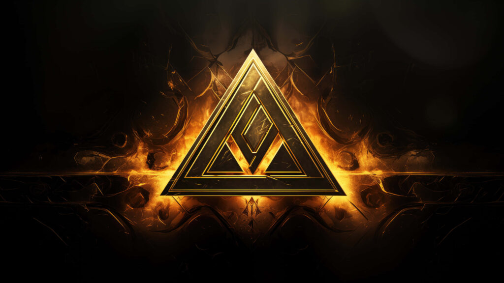 Vibrant Abstract Triangle Wallpaper: Energetic Glow on Dark Background