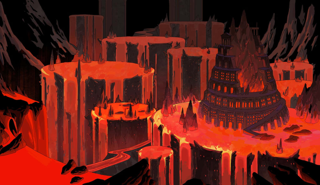 Fiery Asphodel Landscape Wallpaper from Hades Game - Fiery Underworld