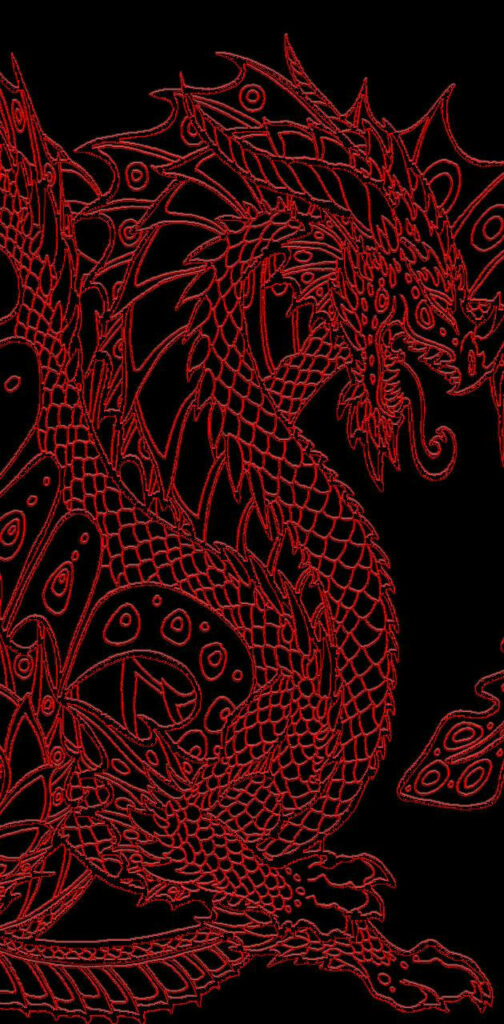 Captivating 3D Chinese Red Dragon Unleashes Fiery Majesty Against a Mysterious Dark Backdrop Wallpaper