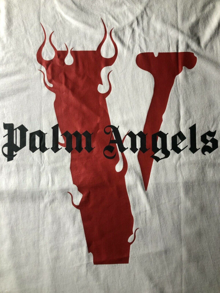 Fiery Collaboration: VLONE x Palm Angels Wallpaper feat. Iconic Red Logo Design