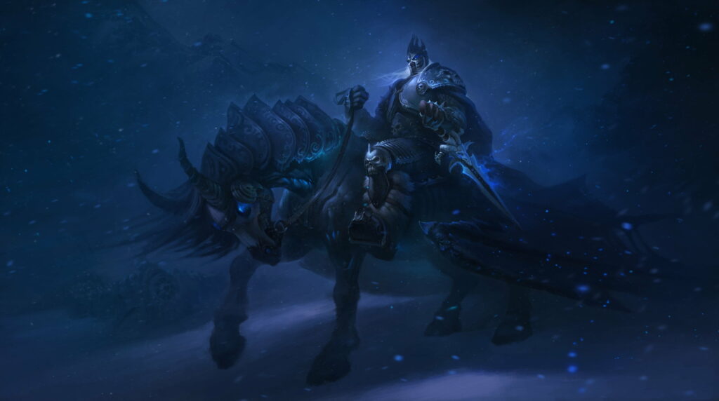 Digital Conquest: Arthas, the Scourge of Azeroth - WoW Sci-Fi Character QHD Wallpaper