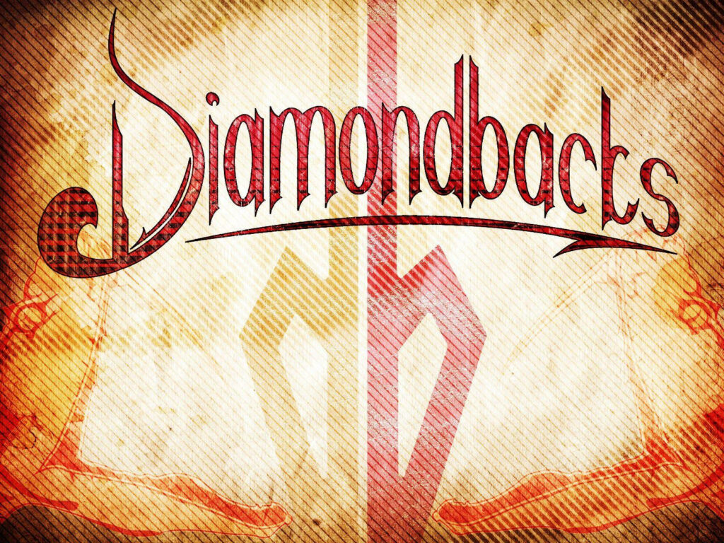 Fiery bold Diamondbacks word art on textured background showcasing Arizona Diamondbacks energy Wallpaper