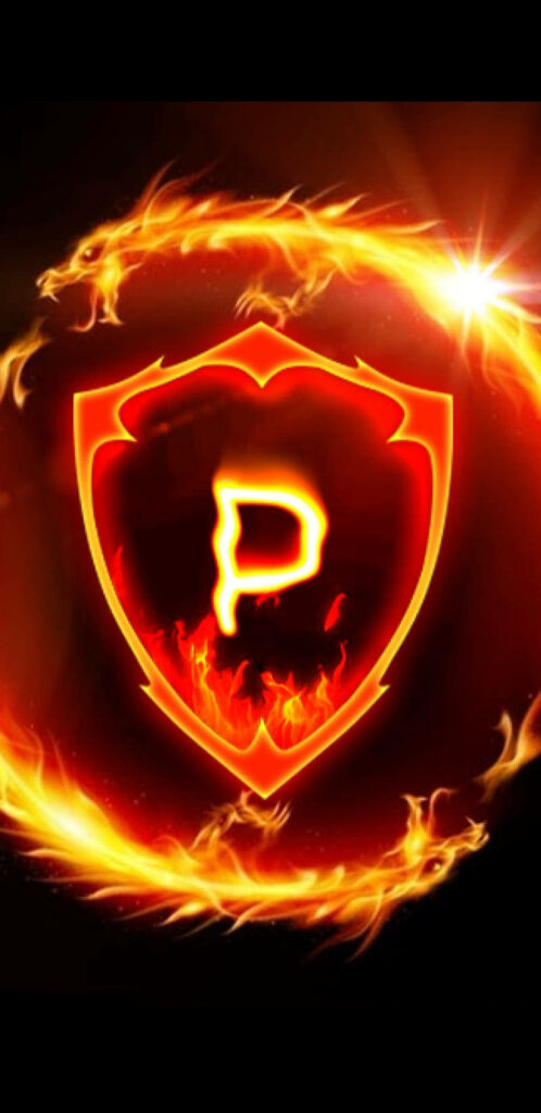 Fiery Letter P Wallpaper: Dragon-Inspired Flames Background