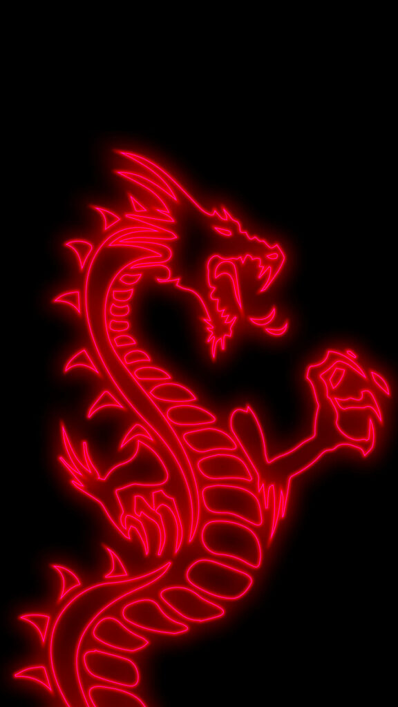 Japanese Red Dragon Illuminated in Enigmatic Darkness Wallpaper