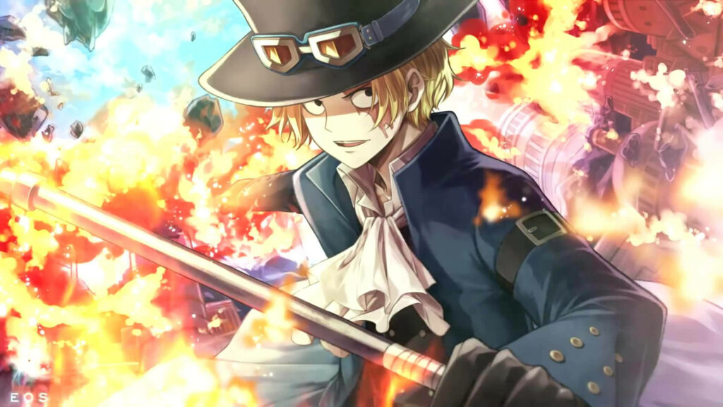 The Fiery Badass: Sabo, Chief of Staff of the Revolutionary Army, Rocking European Formal Attire with a Top Hat in an Anime Live Background Wallpaper