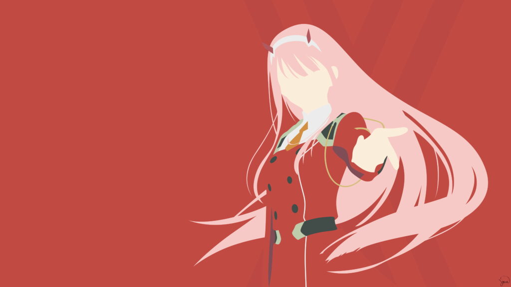 Zero Two: The Iconic Anime Darling in Red - Striking 4K Wallpaper!