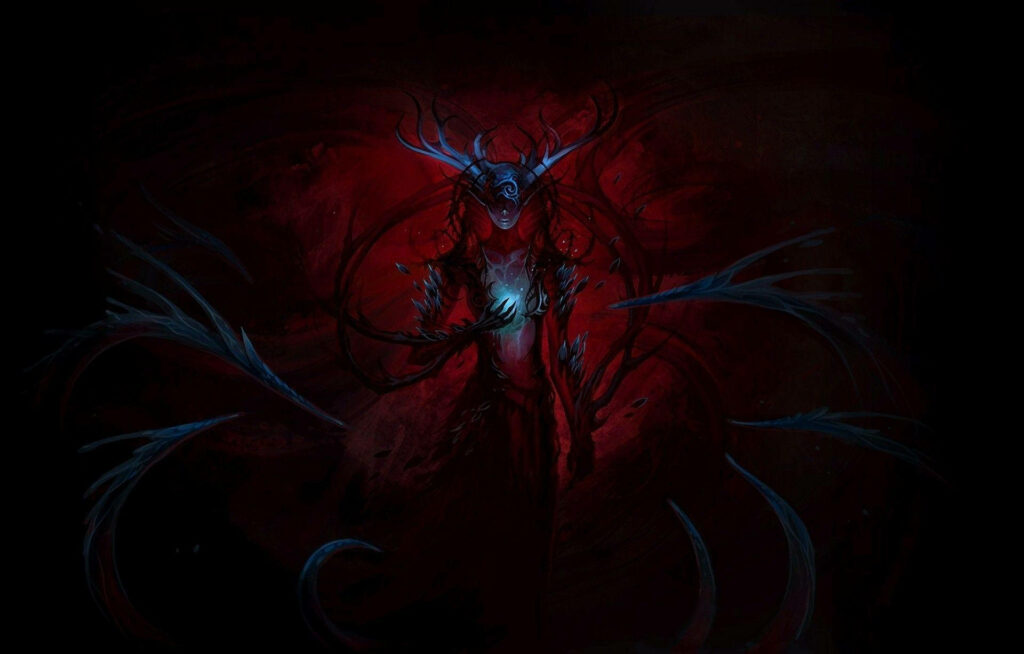 Terrifying Abomination Guard Sinister Enigma in Fiery Visual Enigma Wallpaper