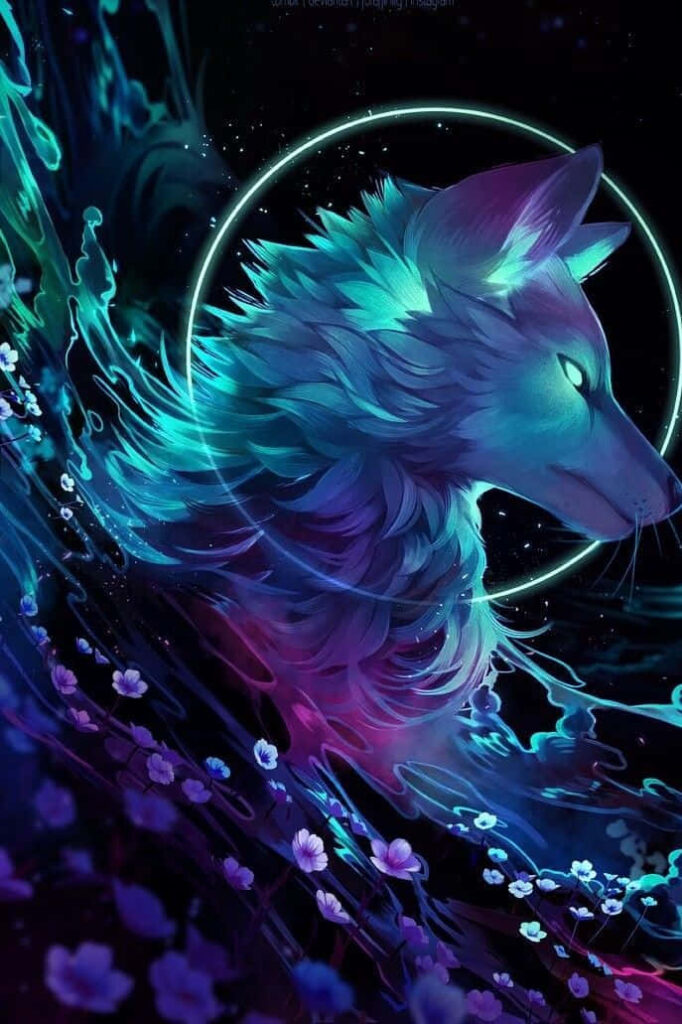 Ethereal Wolf Wallpaper: A Stunning Contrast of Intensity & Tranquility