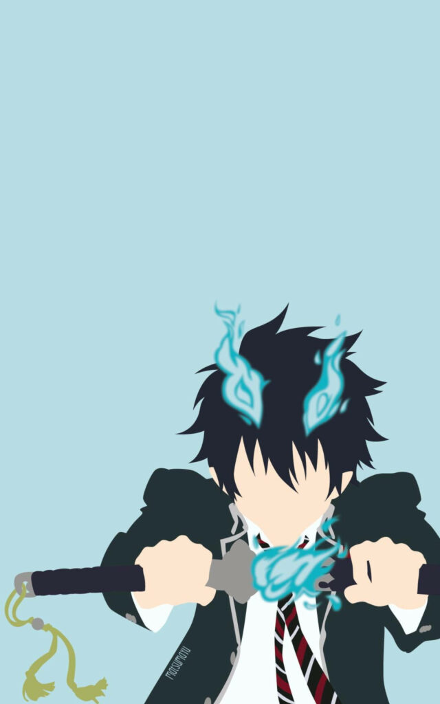 Mobile Masterpiece: Rin Okumura's Exorcist Portrait for Screens Wallpaper