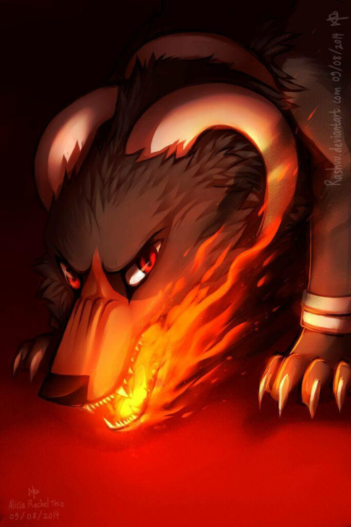 A Fiery Houndoom Ignites the Scene Wallpaper