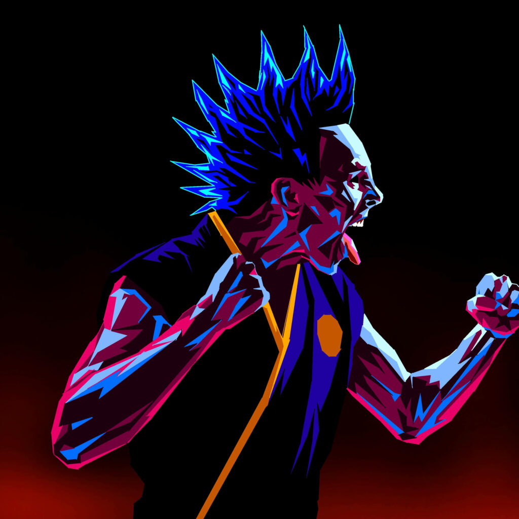The Ferocious Blue-Haired Hawk of Cobra Kai: A Vibrant Wallpaper to Inspire Your Inner Fighter